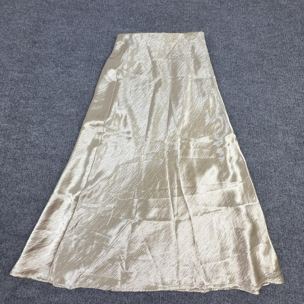 Rachel Zoe Skirt Womens XS Gold Satin A-Line Midi Pull On Party Formal Wedding